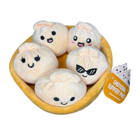 Emotional Support Pals Dumplings 5 Food Plush Toys with Carrying Basket NEW - Picture 3 of 6